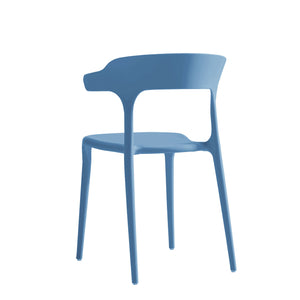 English Elm Stackable Plastic Chairs Set of 4 Blue & White | Heavy-Duty PP Seats, Waterproof, Easy-Clean, 150kg承 W3788P368768