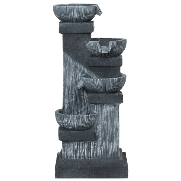 English Elm Outsunny 4-tier Resin Cascading Bowl Waterfall Fountain with Led Lights for Patio W2225P485602
