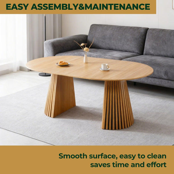English Elm Extendable Mid-century Pedestal Dining Table Seats up to Ten with Tapered Metal Legs W3766S00001