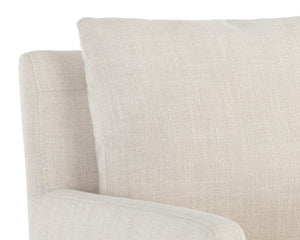 Sunpan Glenrose Elegant Wheeled Dining Armchair - Classic Comfort with Feather-Filled Cushions for Style Effie Linen