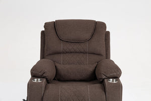 English Elm Lounge Electric Lift Recliner Chair - Oversized Velvet Sofa With 180° Full Recline & Cup Holders W547S00050
