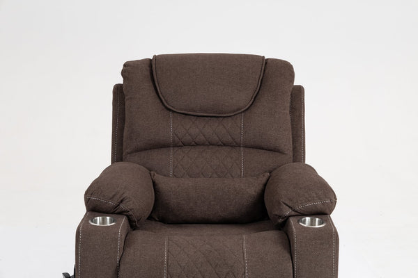 English Elm Lounge Electric Lift Recliner Chair - Oversized Velvet Sofa With 180° Full Recline & Cup Holders W547S00050
