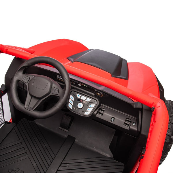 English Elm 24v Two Seater Kids Utv with Parental Remote Dual Motors Four Wheel Suspension Led Red W1578P198433