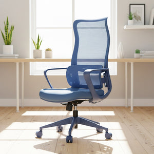 English Elm Ergonomic High Back Mesh Office Chair with Adjustable Lumbar Support and Molded Foam Seat Blue W5280P463575