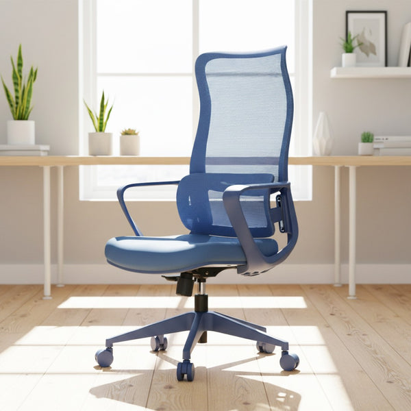 English Elm Ergonomic High Back Mesh Office Chair with Adjustable Lumbar Support and Molded Foam Seat Blue W5280P463575