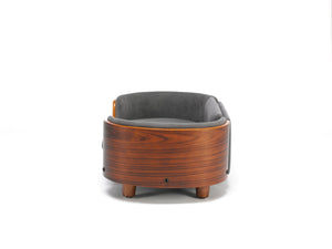 English Elm Scandinavian Elevated Pet Sofa Bed with Walnut Bent Wood Back, Velvet Stain-Resistant Fabric, Cozy Rest Dark Gray W794125914