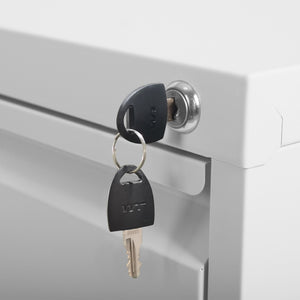 English Elm 4 Drawer Locking File Cabinet on Wheels with Anti-Tilt System, Corrosion-Resistant Metal, Secure Mobile Storage White T2398P310005