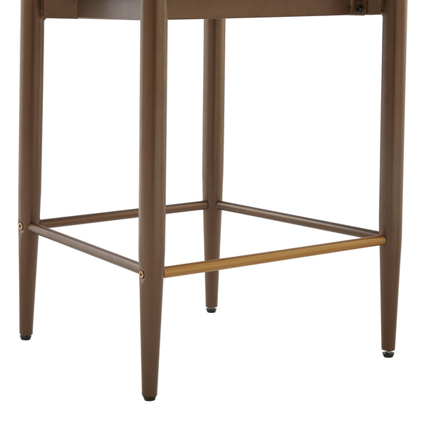 English Elm Christopher Knight Home® - ARMLESS Modern Upholstered Counter Stool Set of 2 with Iron Toothpick Frame, Gold Trim Accents Beige+Brown N771P316339J