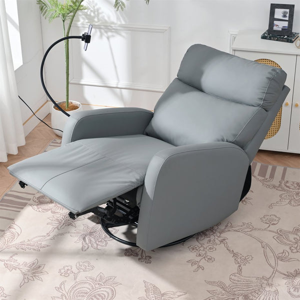 English Elm 270° 270° Power Swivel Recliner Chair with USB Ports, 30° Rocking, 95–150° Recline for Small Spaces Blue Gray W1028S00040