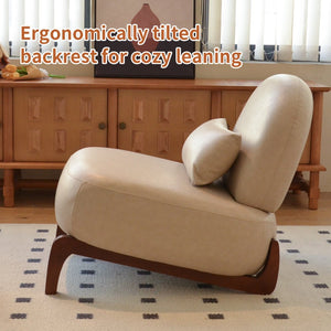English Elm Cute Faux Leather Armless Accent Chair Solid Wood Legs Cushioned Seat Modern Cream W2105P440975