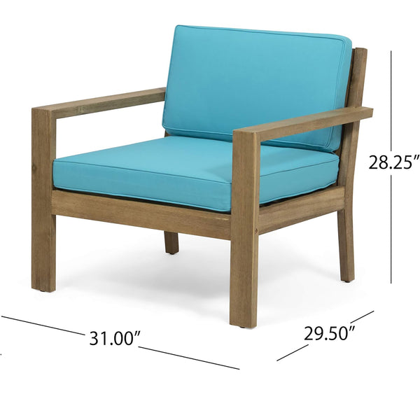 English Elm Christopher Knight Home® - Outdoor Acacia Wood Club Chairs With Water-Resistant Cushions For Stylish Patio Relaxation 63663.00BRNF-L_63663.00TS