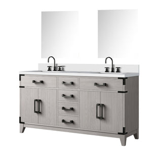 English Elm White Oak Double Bath Vanity With Cultured Marble Top, Chrome Faucet Set & Stylish Mirrors Included B2731S01856-GIGA
