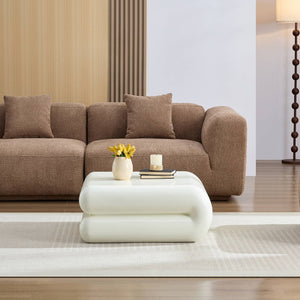 English Elm New Sculptural Fiberglass Coffee Table Low Profile Square Geometric Living Room Accent White W2085P374164