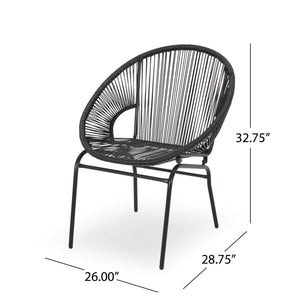 English Elm Christopher Knight Home® - 3 Piece Rattan Seating Group Black – Stylish PE Rattan + Iron Outdoor Patio Set, Durable Modern Mesh Design 66626.00BLK_66627.00BLK