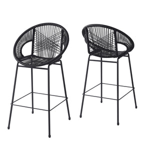 English Elm Christopher Knight Home® - Ferrara Outdoor Faux Wicker Barstool Set of 2 — Ergonomic PE Rattan Seating with Iron Frame, Durable Black N775P266222B