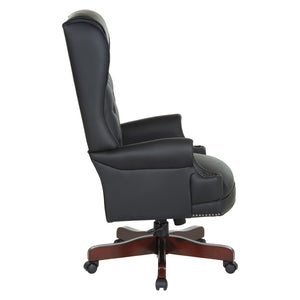 OSP Home Furnishings Deluxe Queen Anne Executive Chair with Lumbar Support and Cherry Wood Finished Base TEX228-3