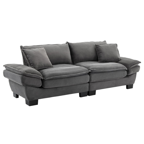 English Elm Corduroy Stylish Sleeper Sofa Loveseat with Dual-Layer Cushions & Two Support Pillows, Sturdy Frame Grey W676P184143