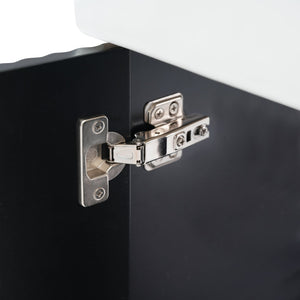 English Elm 21.6 inch Modern Floating Bathroom Vanity with Ceramic Basin, Wave Door, Rose Gold Handle Black N729P170388B