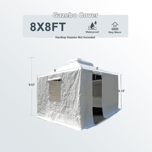 English Elm Gazebo Cover Weatherproof Pe Enclosure for 8x8 Metal Frames with Zippered Entry W1859P419595