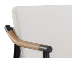 Sunpan Meadow Dining Armchair - Timeless Design with Moisture-Repellent Fabric and Sturdy Oak Armrests Heather Ivory Tweed