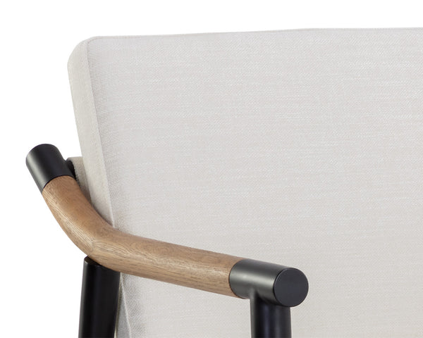 Sunpan Meadow Dining Armchair - Timeless Design with Moisture-Repellent Fabric and Sturdy Oak Armrests Heather Ivory Tweed