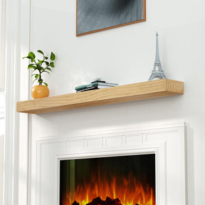 English Elm Fireplace Mantel, 60" Rustic Floating Shelf With Durable Resin Caps, Perfect For Home Decor & Display T3210P391497