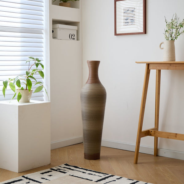 English Elm 39-Inch-Tall PVC Floor Vase Grey – 41" Elegant Modern Decorative Tall Freestanding Accent for Home W2796P193945