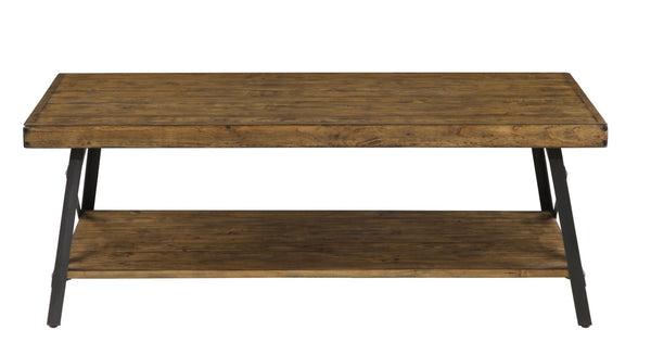 English Elm Wallace & Bay - Brown Coffee Table - Modern Rustic Charm With Solid Wood & Steel-Gray Accents For Your Living Space B2709P212387-GIGA
