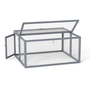 English Elm Folding Rabbit Hutch Fir Wood Galvanized Mesh Outdoor Enclosure with Secure Access W2181P363010