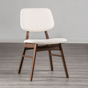 English Elm 2pc Side Chair with Mid-Century Angled Legs Upholstered Seat & Back, Warm Wood Frame Comfort Beige,Walnut 40 L x 23 W x 6 H B2741P406246