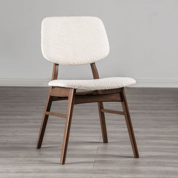 English Elm 2pc Side Chair with Mid-Century Angled Legs Upholstered Seat & Back, Warm Wood Frame Comfort Beige,Walnut 40 L x 23 W x 6 H B2741P406246