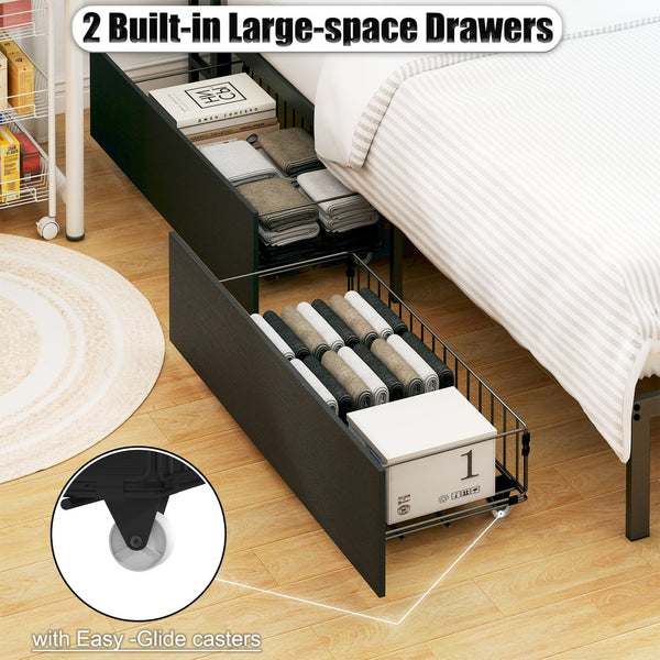 English Elm Corner Daybed Frame With Storage, Bookcase, Led Lights & Charging Station For Kids' Rooms W3107P334242
