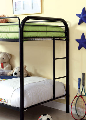 English Elm Contemporary Twin-Over-Twin Bunk Bed with Pull-Out Trundle and Built-In Ladder for Space-Saving Rooms Black 86 L x 21 W x 7 H B2741P353754