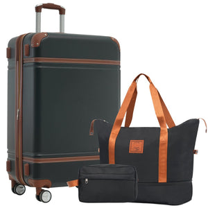 English Elm Hardshell Abs Suitcase Set with Tsa Lock Spinner Wheels Expandable 28 Inch Travel Black N732P193485B