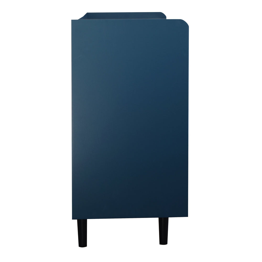 English Elm Modern Kitchen Pantry Storage Cabinet with Glass Doors, 55" Spacious Buffet for Coffee Bar, TV Stand Blue W409P171575