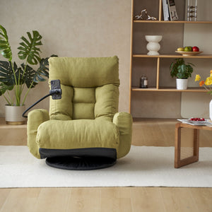 English Elm Adjustable green rotatable lounge chair with head/waist support, 360° swivel, spring seat, phone holder W244P172641
