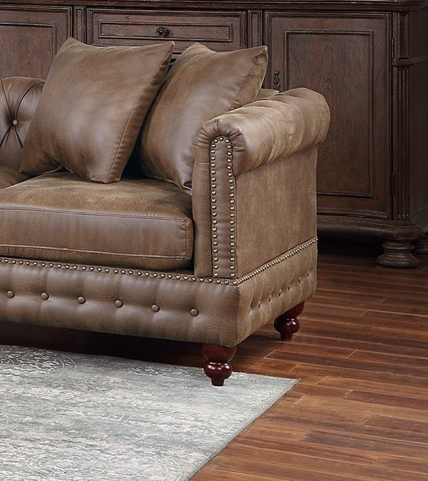 English Elm Dark Coffee Modular 4-Piece Leatherette Sectional Set With Reversible Loveseats & Tufted Ottoman B011S01327