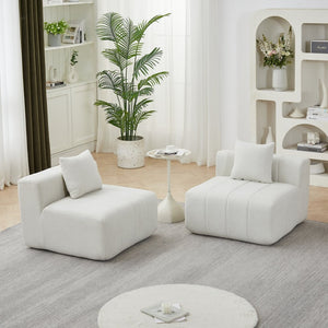 English Elm Chenille Modular Sectional Sofa Curved Piano Key Design Plush Living Room Lounge Seating Beige W834P389125