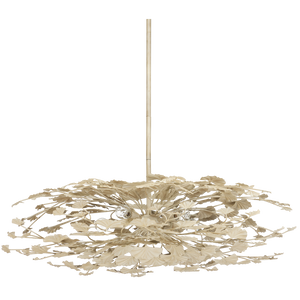 Maidenhair Cream Semi-Flush Mount Light Fixture - Nature-Inspired Design with Antique Pearl Finish