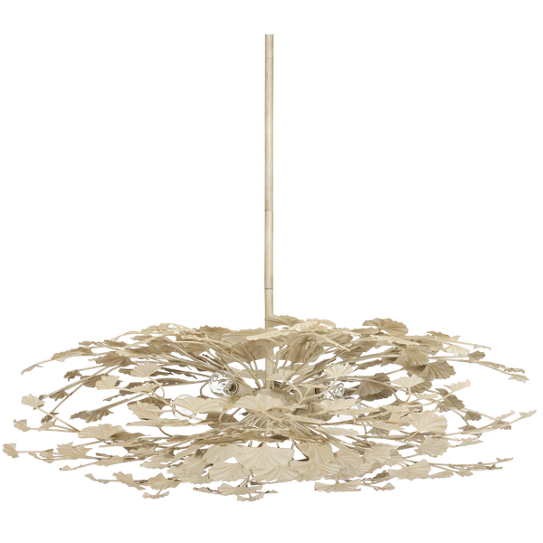 Maidenhair Cream Semi-Flush Mount Light Fixture - Nature-Inspired Design with Antique Pearl Finish