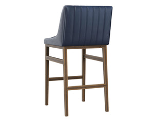 Sunpan HALDEN Barstool - Elevate Your Space with Durable Bravo Admiral Faux Leather and Rustic Bronze Frame Blue 112257