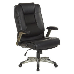 OSP Home Furnishings Exec Bonded Leather Office Chair with Lumbar Support Padded Arms and Pneumatic Height Lift ECH52607-EC3