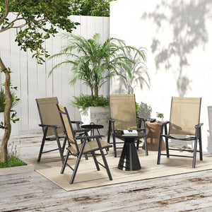 English Elm Outsunny 4 Piece Folding Mesh Sling Outdoor Dining Chair Set with Steel Frame W2225P174112