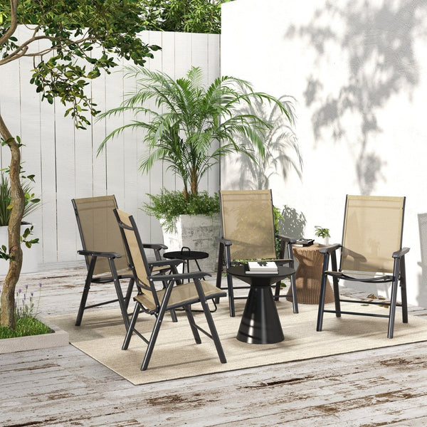 English Elm Outsunny 4 Piece Folding Mesh Sling Outdoor Dining Chair Set with Steel Frame W2225P174112