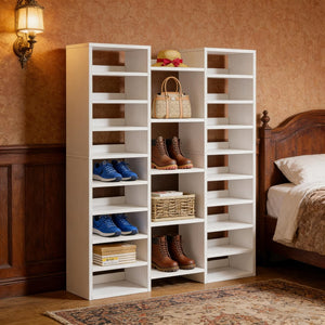 English Elm Storage Organizer Freestanding Shoe Rack 23 Shelf White Mdf Entryway Display Unit T3971P453348