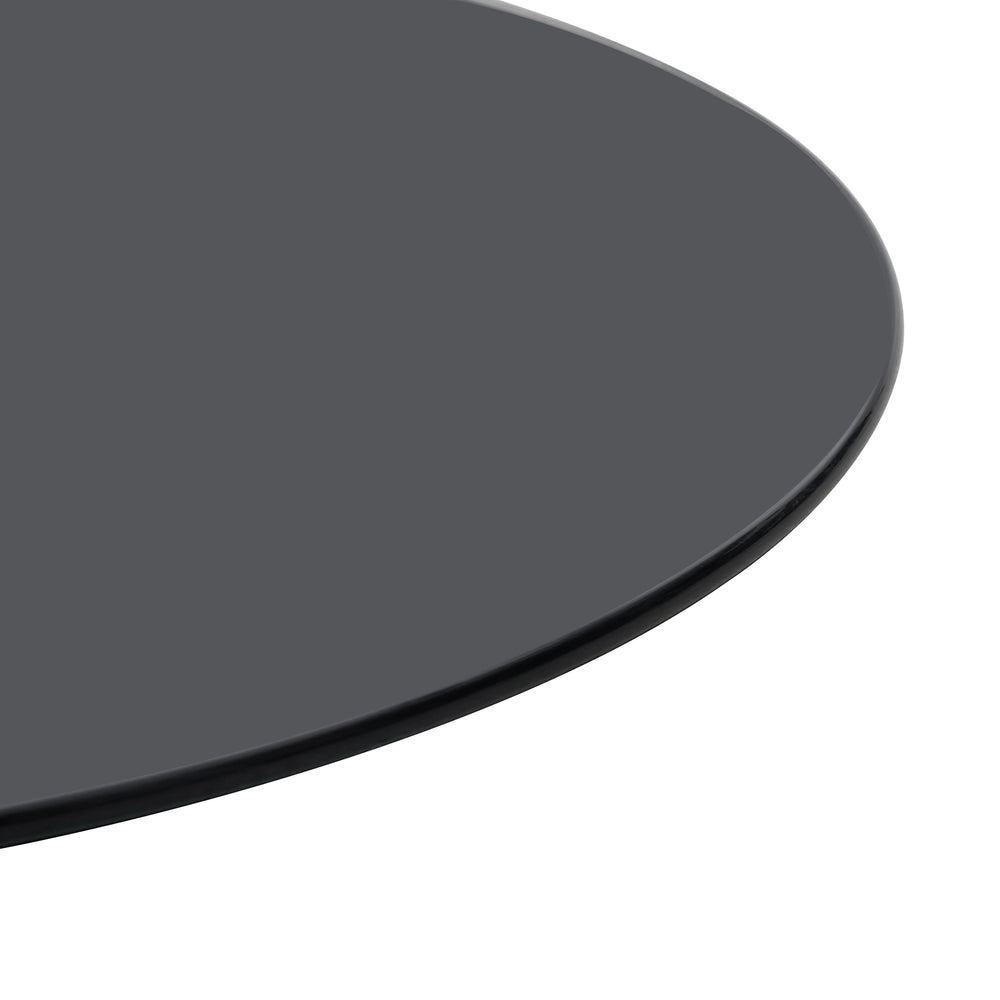 English Elm Black 31.5" Tempered Glass Round Table Top - 0.3" Thick Durable Black Painted Surface, 31.5x31.5" W1718P352092