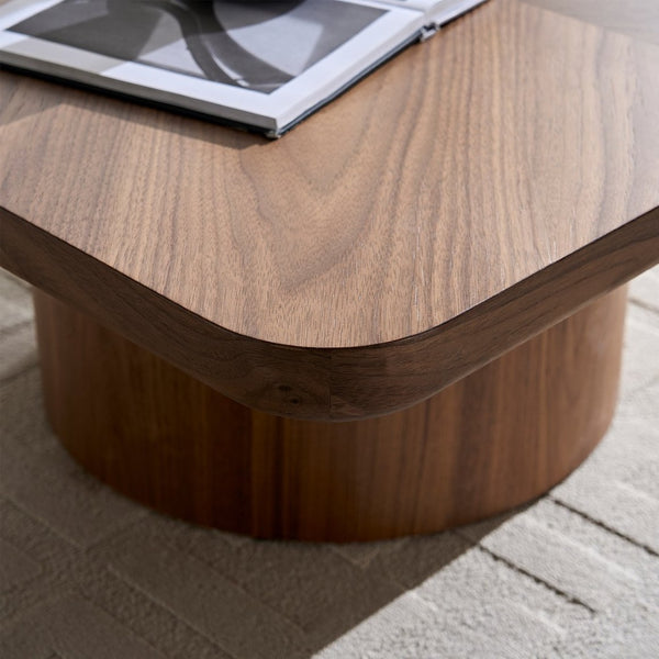 English Elm Square Herringbone Parquet Veneer Coffee Table Low Profile Contemporary Living Room Walnut W2085P384784