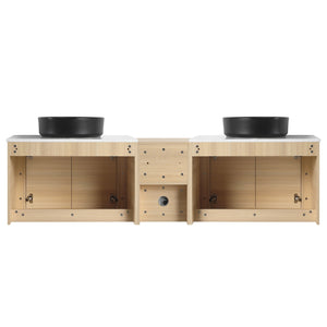 English Elm 72'' Wall-Mounted Bathroom Vanity With Elegant Ceramic Sink, Smart Storage, Soft-Close Doors & More W999S00478