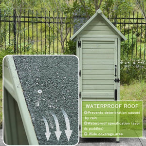 English Elm Outdoor Solid Fir Vertical Storage Shed with Lockable Door Asphalt Roof and Two Shelves W1431P483789