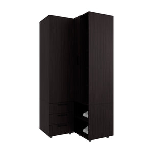 English Elm Armoire with Built-In Mirror and Ample Storage — 4 Doors, 2 Drawers, 4 Shelves, Eco-Friendly Finish Black 59.45 L x 22.05 W x 5.51 H B097S00212